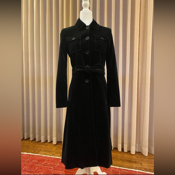 Theory Black Velvet Long Coat - Picture 2 of 2